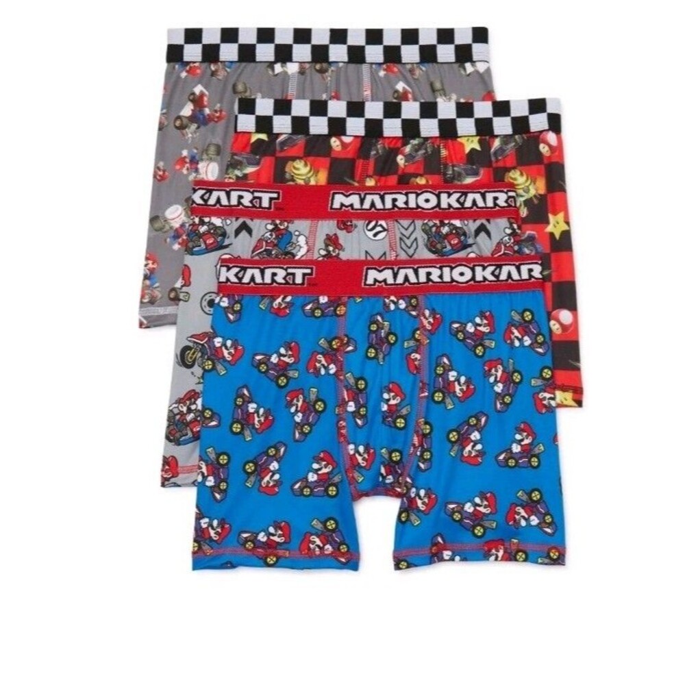 Mario Kart Boys 4pk Boxer Briefs Small 4/5 + 2x3pk Wonder Nation No Show Socks M - Picture 9 of 11